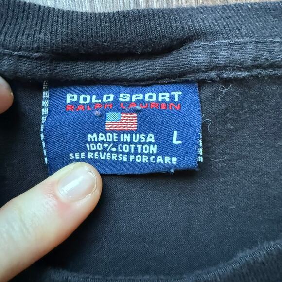 Polo Sport Ralph Lauren USA Shield Logo T-Shirt Black Men’s Large - Picture 4 of 5